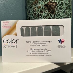 🩶5/$30 Moonlight Night Gray Glitter Color Street Nail Strips NEW